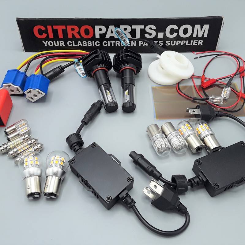 COMPLETE 6V LED 42mm LIGHTING KIT FOR 2CV CITROEN (2Functions)